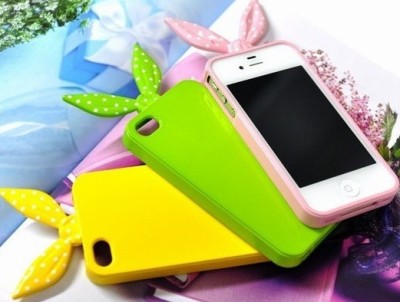 韩国兔子iPhone4S壳子 蝴蝶结爱心尾巴苹果4硅胶手机壳外壳手机套