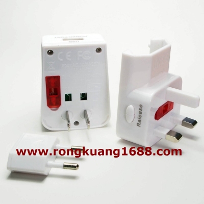 NT-350 USB转换插座 1000MA 英规旅游充电器 全球通适配器 BS带保险丝转换插座