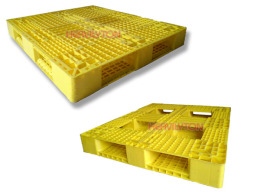 黄色进口伊朗塑料卡板-网格田字底型