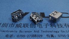 短体10.0USB 母座 前2脚插板DIP 山字型胶芯 6.3H 平口