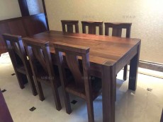 绿林木语品牌北美黑胡桃实木家具 黑胡桃木餐桌1.8米定制