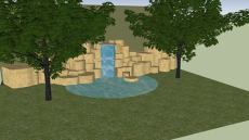 庭院假山鱼池su模型