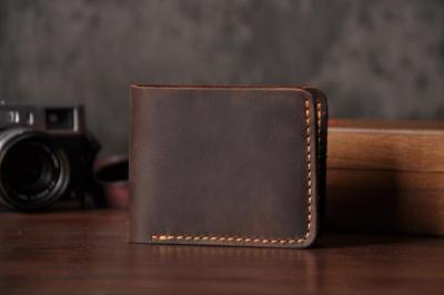Men s Distressed leather wallet card holder