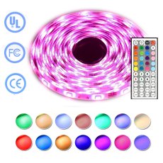 LED Light Strip 16.4FT 5050SMD 150LEDs RGB LED Strip Lights with Remote and Power Supply for Home De
