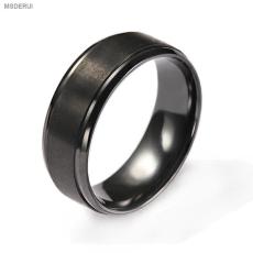 BR1008  Men's Classic Black Zirconium Wedding Ring