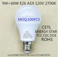KLL760D-9A E26 9W LED BULB CETL CEC DOE