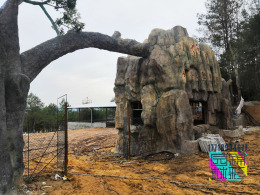 塑石大门施工 采摘园生态园旅游区景区入口假树制作