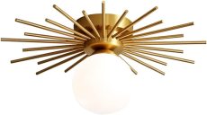 gold ceiling lamp with opal galss shade