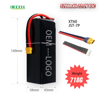 Li Polymer 22.2V 5000mAh 65C Battery Pack