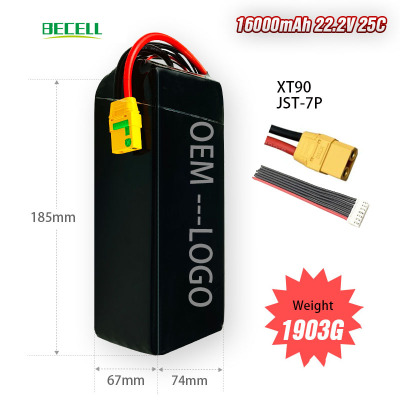 Li Polymer 22.2V 16000mAh 25C Battery Pack